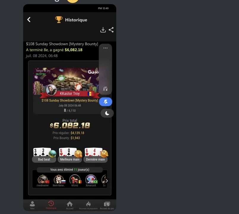 Résultat élève PokerPro #15