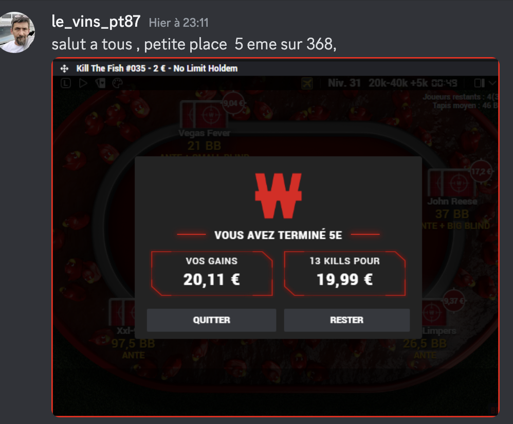 Résultat élève PokerPro #21