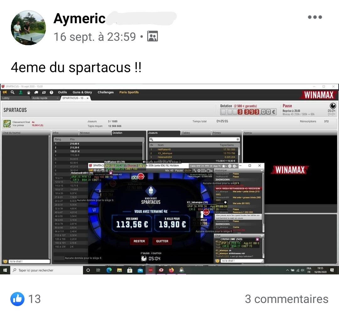 Aymeric, un membre de YoH ViraL fini 4ième du spartacus