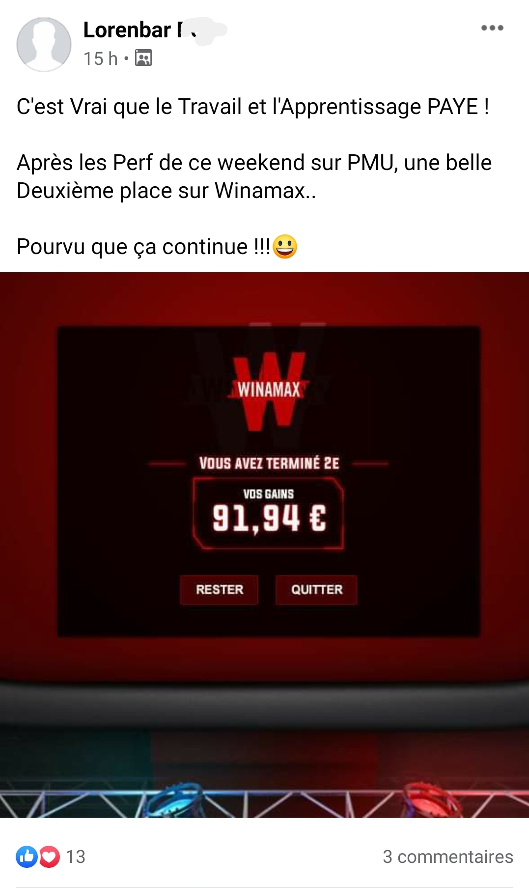 Lorenbar, un membre de YoH ViraL finit 2ième d'un tournois Winamax