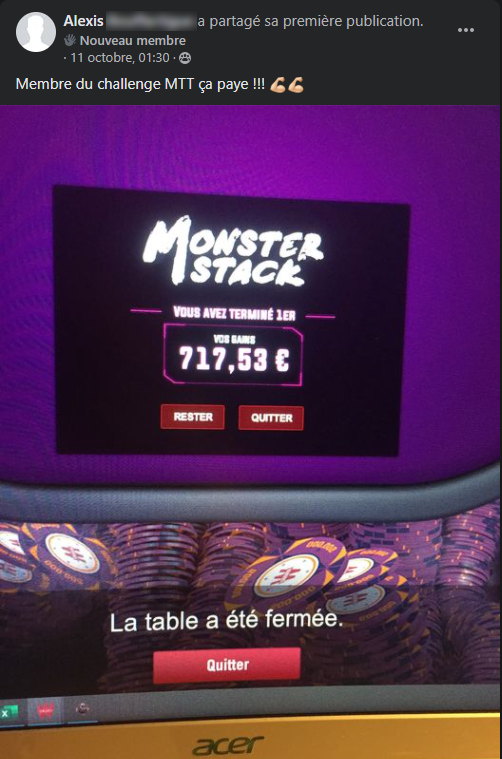 Alexis, un membre du challenge MTT de YoH ViraL