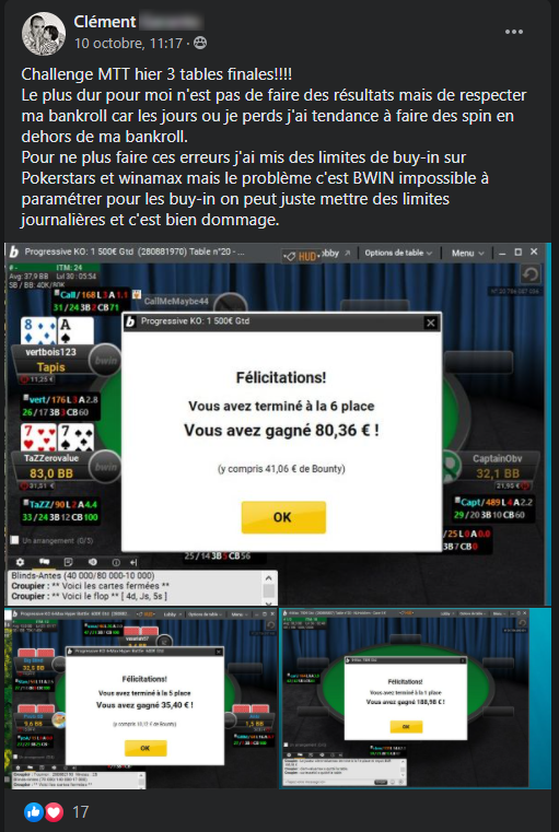 Clément, un membre du challenge MTT de YoH ViraL