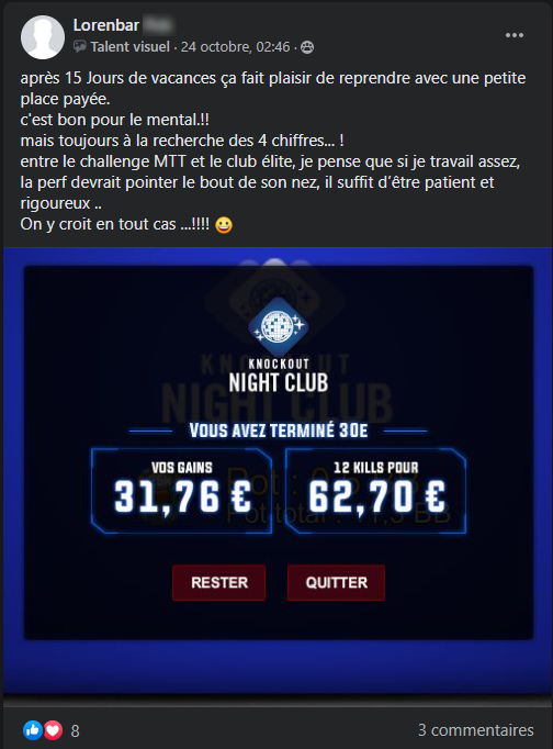 Lorenbar, un membre du Club Elite et du Challenge MTT de YoH ViraL