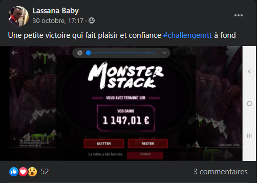 Lassana, un membre du Challenge MTT de YoH ViraL